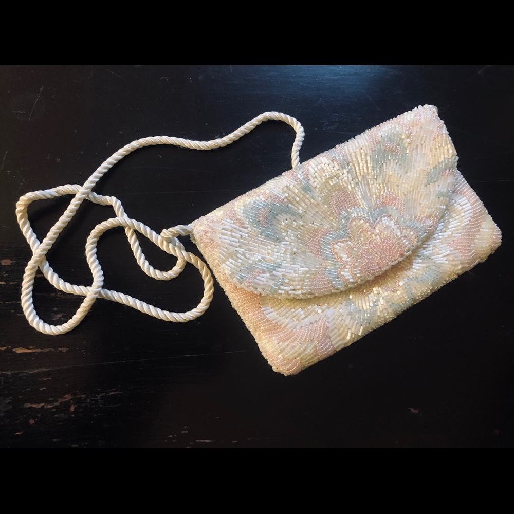 Vintage La Regale Pastel Beaded Purse Clutch